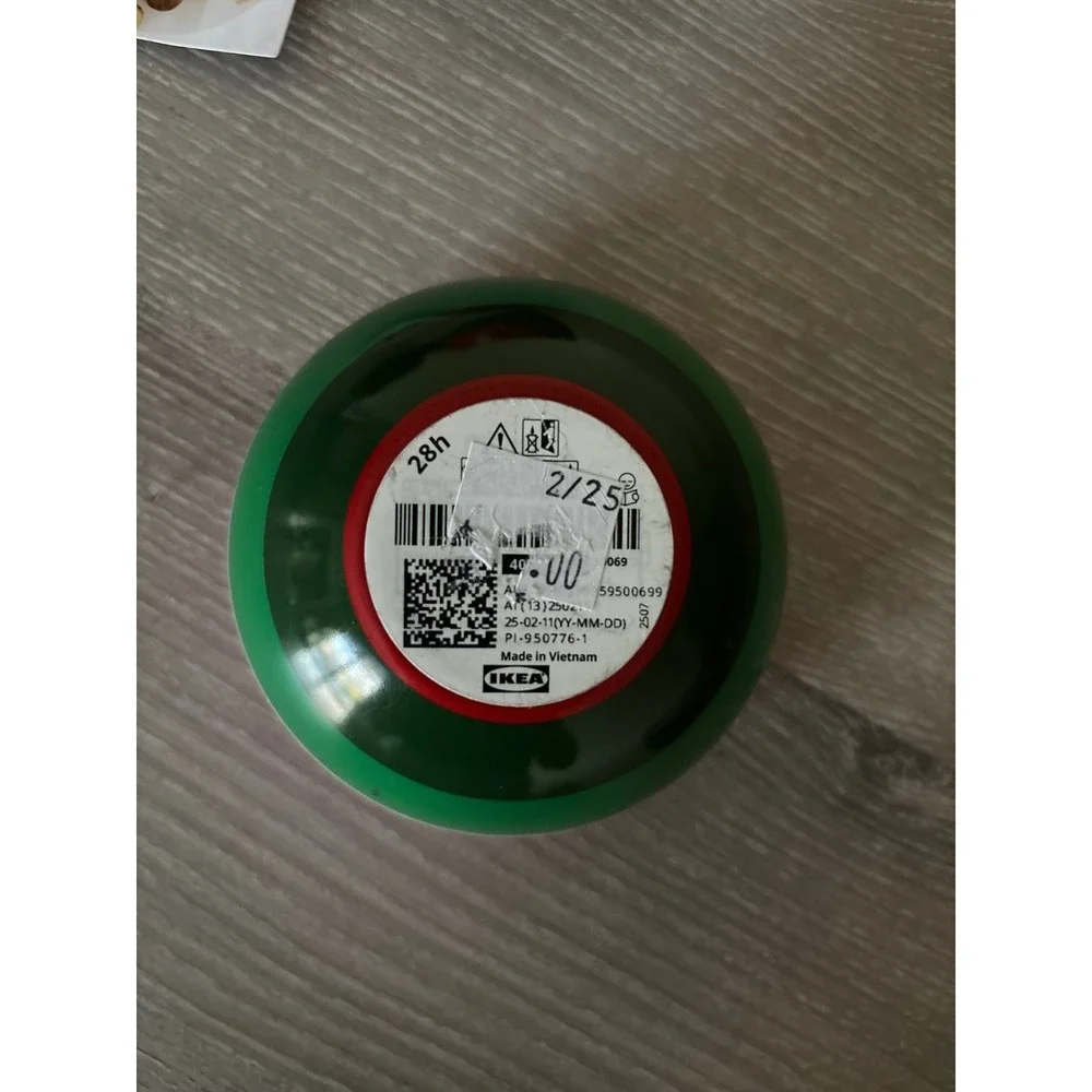 NEW IKEA Vinterfint Scented Candle in Tin Ornament Red Green Striped Holiday 28h